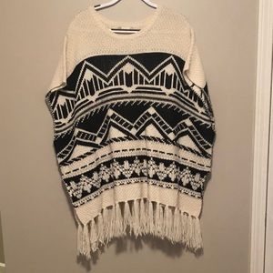ALTAR’D STATE Black and White Poncho Sweater